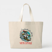 Grand Tote Bag Cool Yeti Skiing Adventure Fun (Dos)
