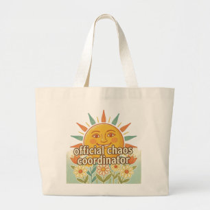Grand Tote Bag Coordonnateur de chaos officiel Vintage Sun Design