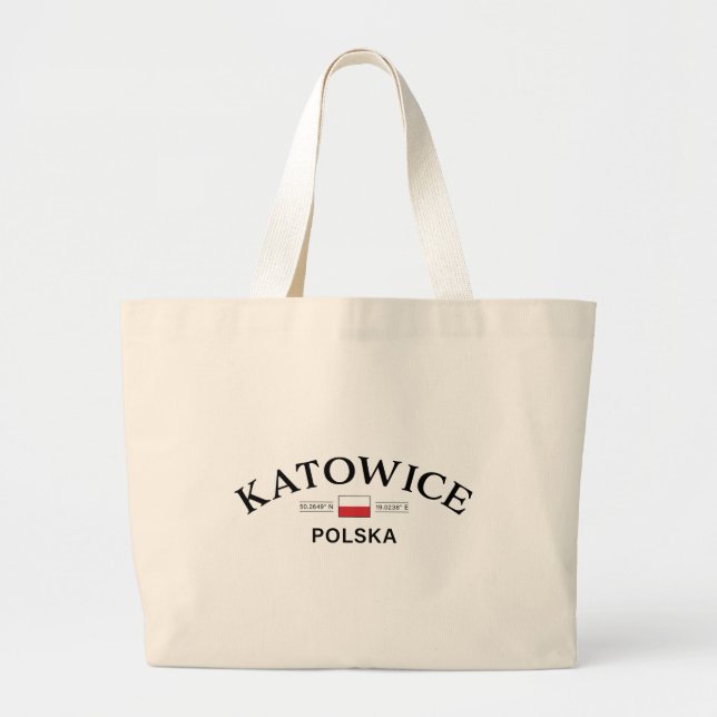 Grand Tote Bag Coordonnées polonaises Katowice Polska (Pologne) (Devant)