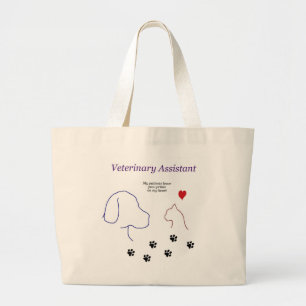 Grand Tote Bag Copies vétérinaires d'Assistant-Patte sur mon