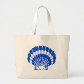 Grand Tote Bag Coquillage - bleu cobalt et blanc (Devant)
