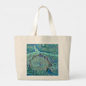 Grand Tote Bag Coquillage bleu dans la peinture marine moussante (Dos)