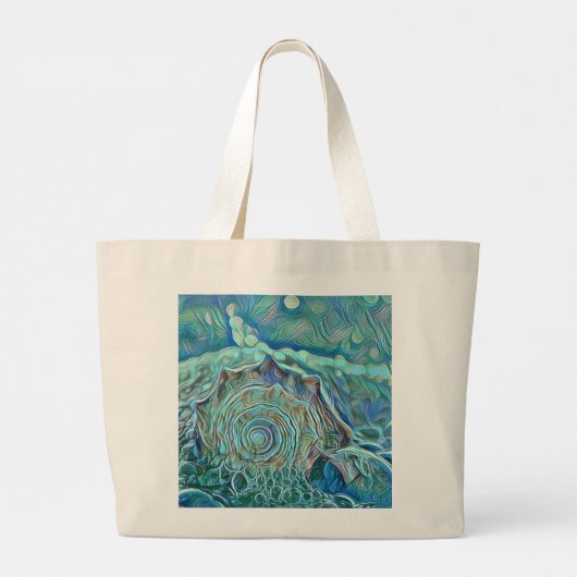 Grand Tote Bag Coquillage bleu dans la peinture marine moussante (Dos)