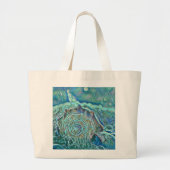 Grand Tote Bag Coquillage bleu dans la peinture marine moussante (Devant)
