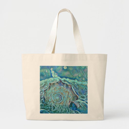 Grand Tote Bag Coquillage bleu dans la peinture marine moussante (Devant)