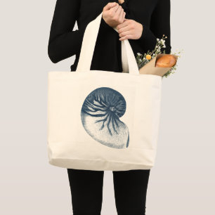 Grand Tote Bag Coquillage d'oeil de requin d'indigo