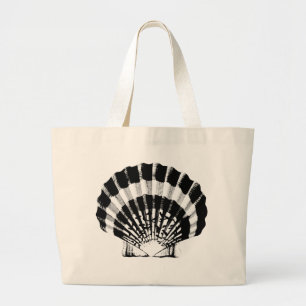 Grand Tote Bag Coquillage - noir et blanc