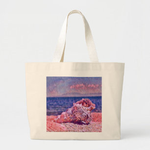Grand Tote Bag Coquillage rose près de peinture d'aquarelle de me