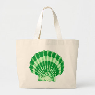 Grand Tote Bag Coquillage - vert émeraude et menthe