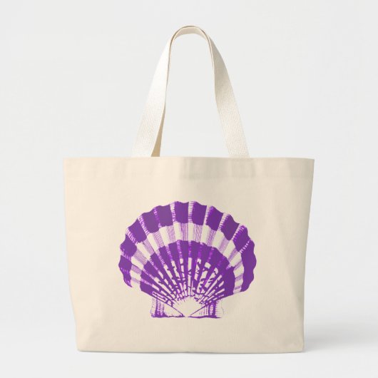 Grand Tote Bag Coquillage - violet et blanc (Devant)