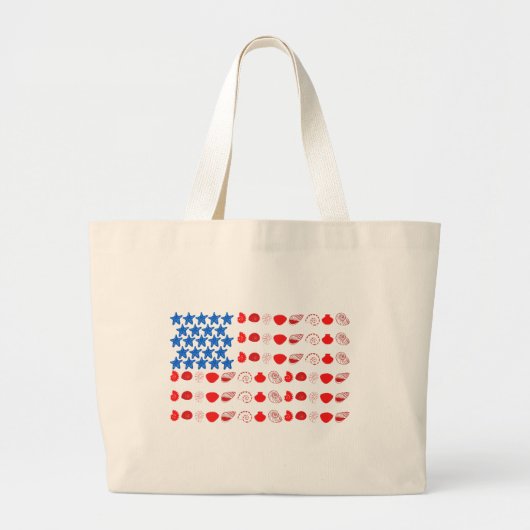 Grand Tote Bag Coquillages patriotiques et Starfish Drapeau améri (Devant)