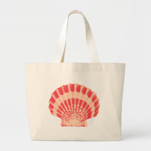 Grand Tote Bag Coquille de mer - corail et pêche