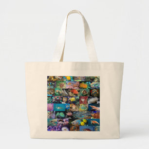 Grand Tote Bag Coral Reef Marine Vie Poissons Animaux Photos Coll
