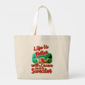 Grand Tote Bag Cosy Life is Better Cocoa Fun Holiday Sweat (Dos)