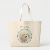 Grand Tote Bag Coton de Tulear Peinture mignonne Original Animal  (Devant)