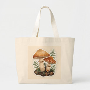 Grand Tote Bag Cottagecore Champignon Botanique Nature Esthétique