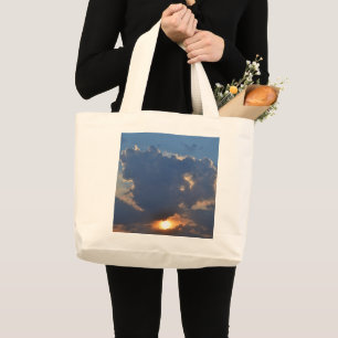 Grand Tote Bag Coucher de soleil avec formation Teacup Cloud par