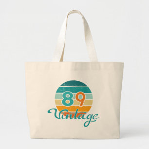 Grand Tote Bag Coucher de soleil rétro 89 Vintage en détresse