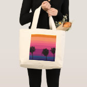 Grand Tote Bag Coucher de soleil tropical avec palmiers (Devant (produit))