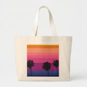 Grand Tote Bag Coucher de soleil tropical avec palmiers (Devant)
