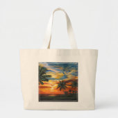 Grand Tote Bag Coucher de soleil tropical étonnant (Devant)