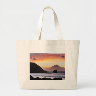 Grand Tote Bag Coucher du soleil de plage de Rockaway