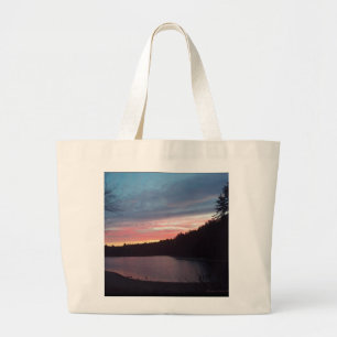 Grand Tote Bag Coucher du soleil, étang de Walden, croissant de