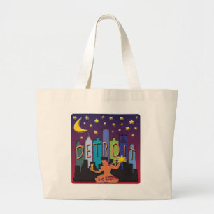 Grand Tote Bag Couleur de méga d'horizon de Detroit