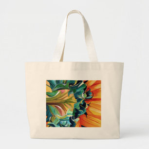 Grand Tote Bag Couleur de tournesol jaune peinture d'art original