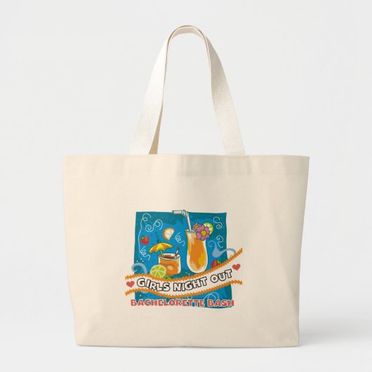 Grand Tote Bag Coup tropical de Bachelorette de boissons (Devant)