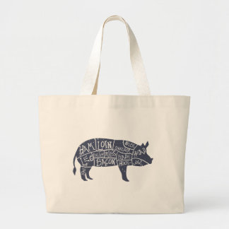 Grand Tote Bag Coupes de porc américaines, cru typographique