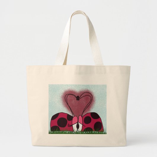 Grand Tote Bag Couple de Ladybug mignon (Devant)