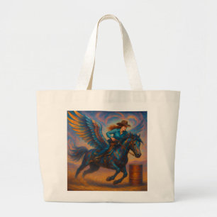 Grand Tote Bag Coureuse de tonneaux et cheval ailé