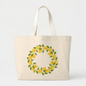 Grand Tote Bag Couronne de citrons d'aquarelle (Devant)