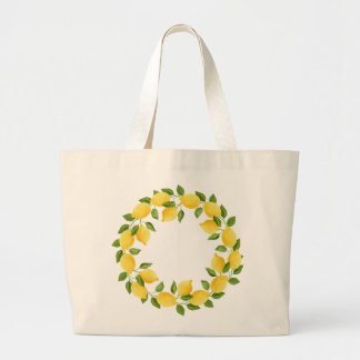 Grand Tote Bag Couronne de citrons d'aquarelle