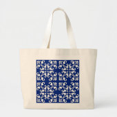 Grand Tote Bag Coutwork en dentelle - blanc sur lapin bleu (Devant)