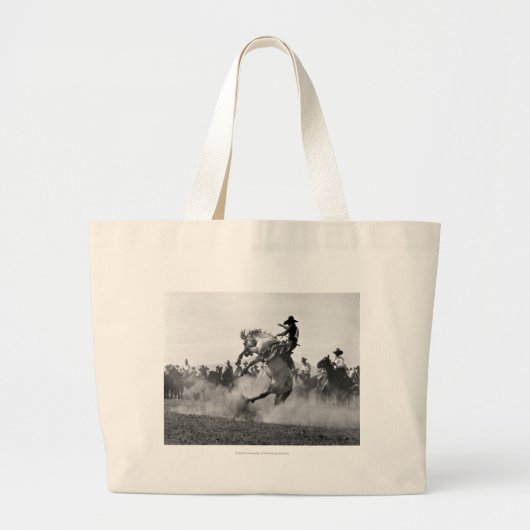 Grand Tote Bag Cowboy sur cheval sauvage s'opposant (Devant)