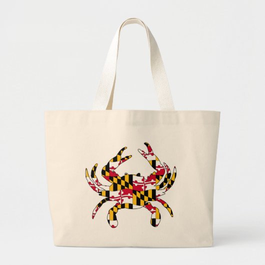 Grand Tote Bag Crabe onduleux de drapeau du Maryland (Devant)