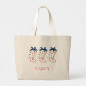 Grand Tote Bag Crabe rouge côtier Prise de Noël (Dos)