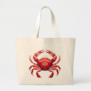 Grand Tote Bag Crabe rouge en verre tendu