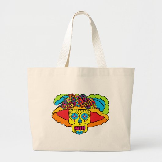 Grand Tote Bag Crâne de sucre Catrina (Devant)
