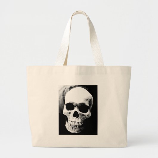 Grand Tote Bag Crâne noir et blanc (Devant)