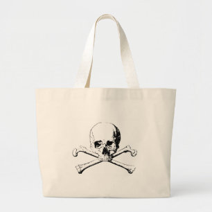 Grand Tote Bag Crâne noir et blanc et os