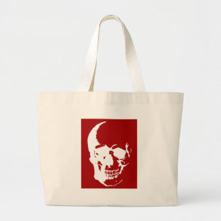 Grand Tote Bag Crâne - Rouge & Blanc métal Imaginaire Art