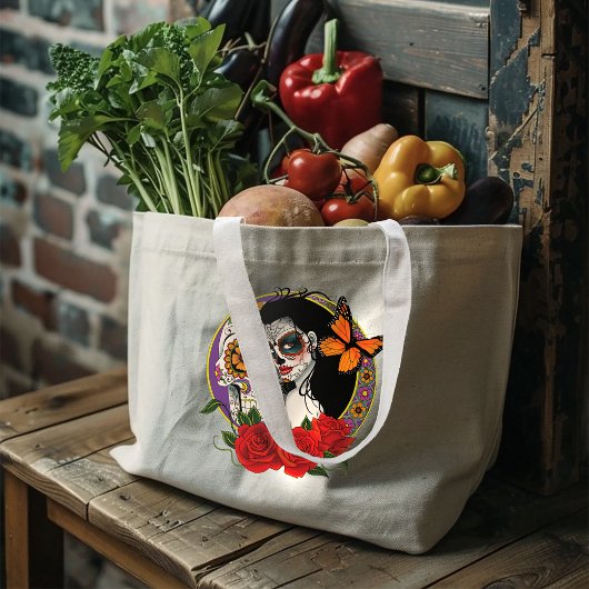 Grand Tote Bag Crânes à sucre Art Nouveau