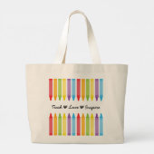 Grand Tote Bag Crayons arc-en-ciel personnalisés Appréciation de  (Dos)