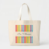 Grand Tote Bag Crayons arc-en-ciel personnalisés Appréciation de  (Devant)