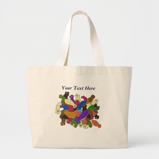 Grand Tote Bag Crazy Cross Eyed Planarian Worms Design 2 (Devant)