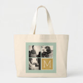 Grand Tote Bag Créez votre propre collection photo Mariage Monogr (Devant)