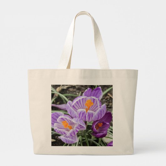 Grand Tote Bag Crocus De Printemps Violet. (Dos)